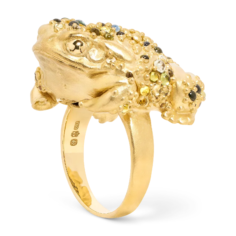 women vintage-style rings -Green Bufo Large Toad Ring - Size 8 - 11715