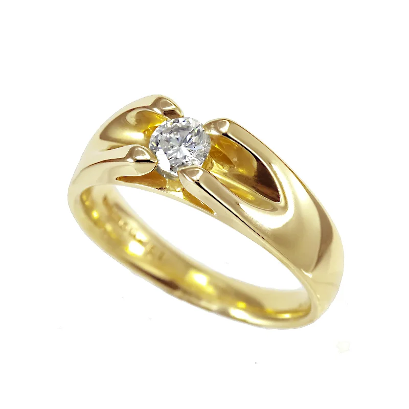 women art deco rings -14k Gold Men's Round Brilliant Cut Diamond Ring