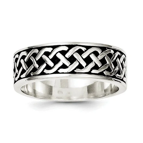 women antique engagement rings -Sterling Silver Weave Design Ring