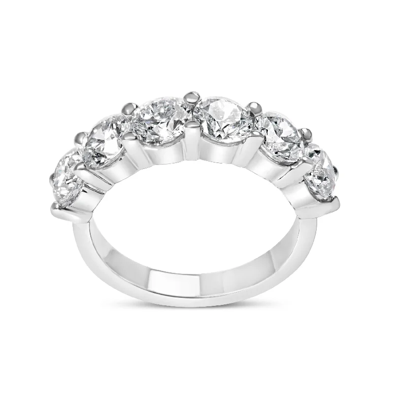 women eternity engagement rings -14K White Gold 3.0 Cttw Lab-Grown Diamond Shared Prong Set 6 Stone Band Ring