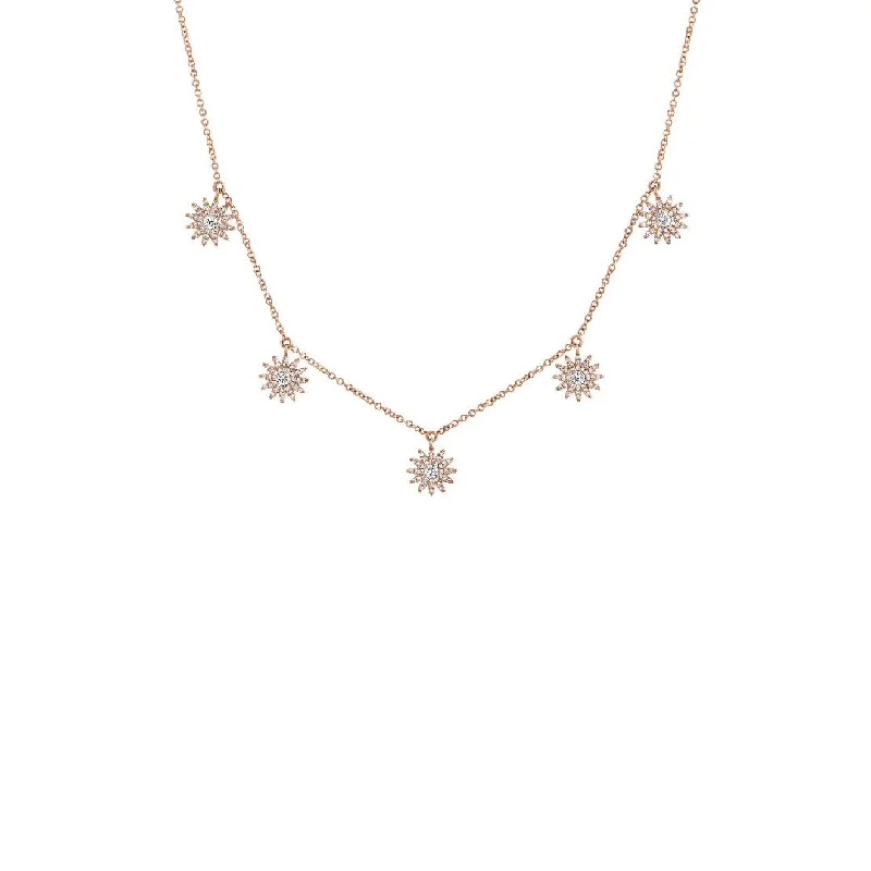 women delicate necklaces -Shy Creation Diamond Sunburst Dangle Necklace