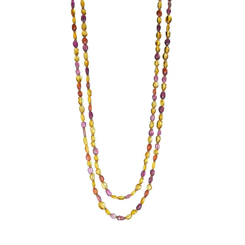 women antique necklaces -60 Inch Citrine Bead Necklace