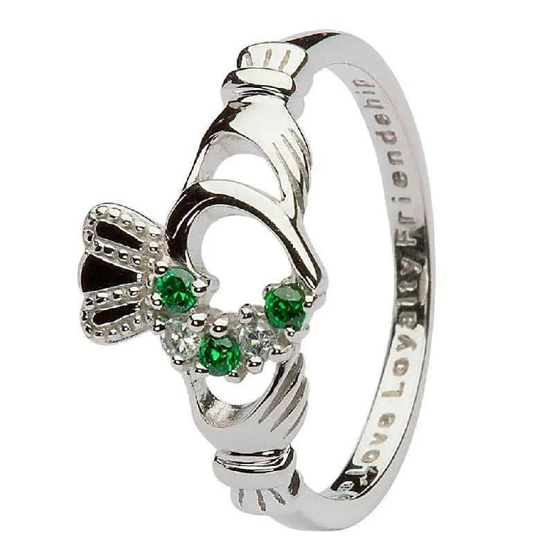 women cubic zirconia rings -Shanore : Claddagh Heart Set Ring