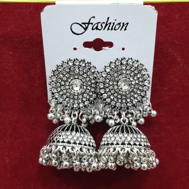 women simple earrings -Sofine Oxidised Plated Jhumki Earrings