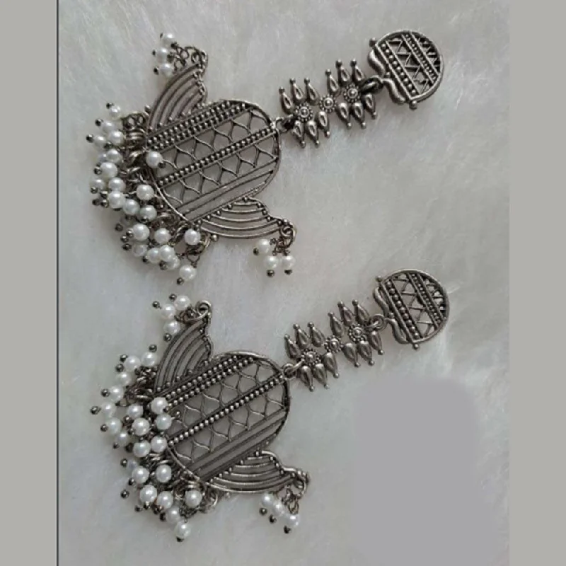 women clip-on earrings -Bhavi Jewels Oxidized Plated Dangler Earrings