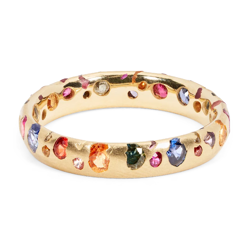 women classic solitaire rings -Rainbow Confetti Ring - Size 7.5 - 11578