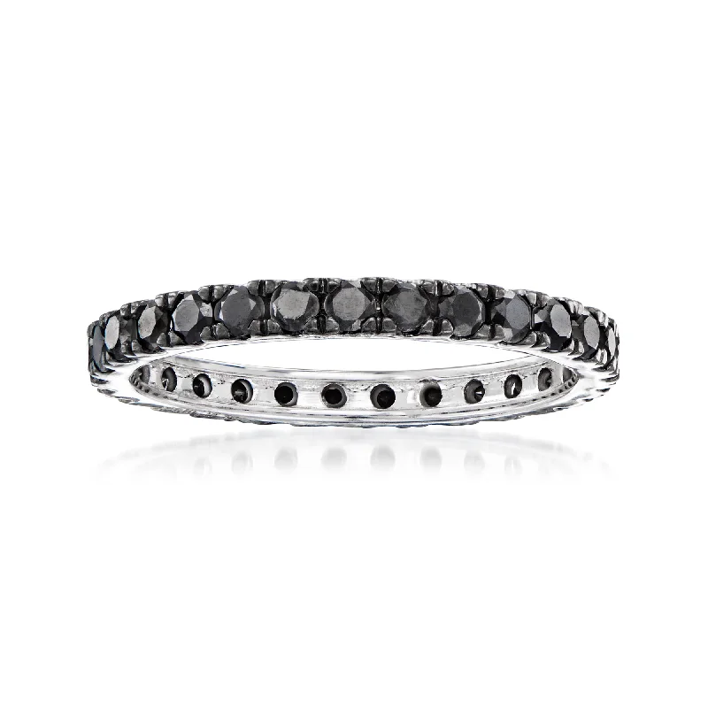 women engagement rings with emeralds -Ross-Simons Black Diamond Eternity Band in 14kt White Gold