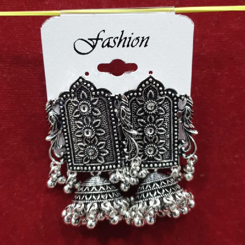 women long earrings -Sofine Oxidised Plated Jhumki Earrings