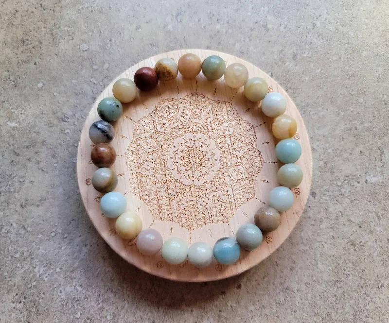 women boho bracelets -Amazonite Stretch Bracelet 8mm