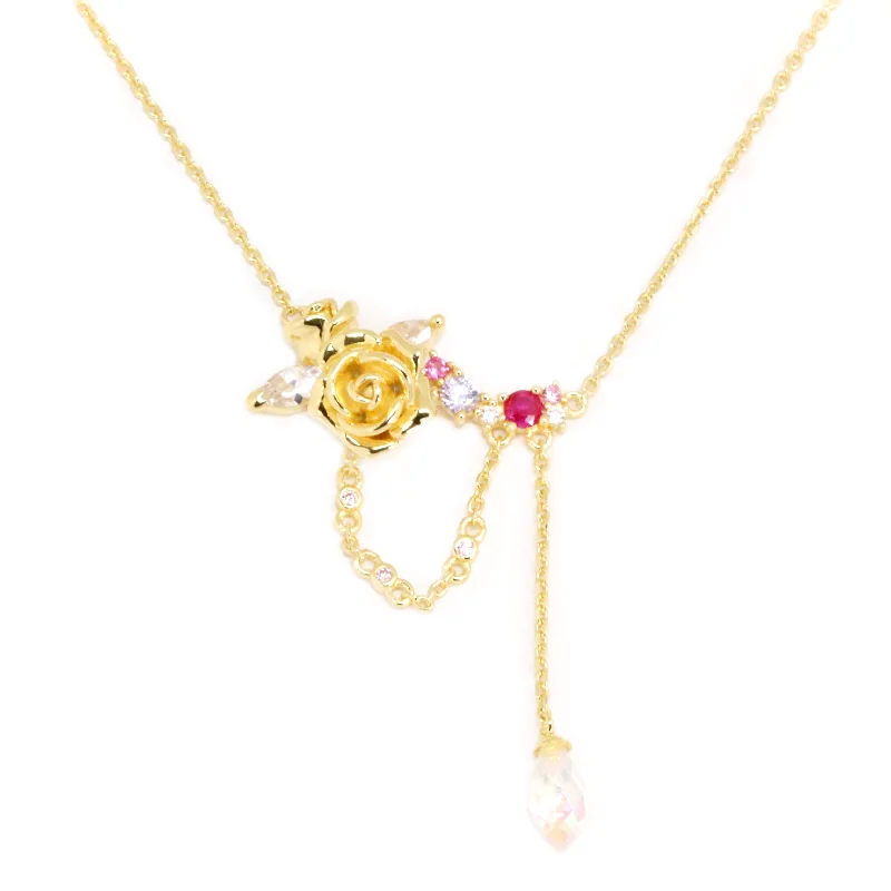 women zodiac necklaces -Rose drop Necklace