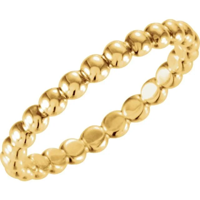 women birthstone rings -Yellow Gold 2.5 mm Beaded Stackable Ring