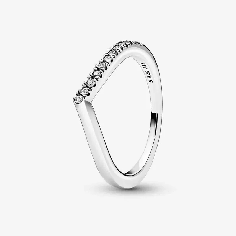 women wide band wedding rings -PANDORA : Pandora Timeless Wish Half Sparkling Ring