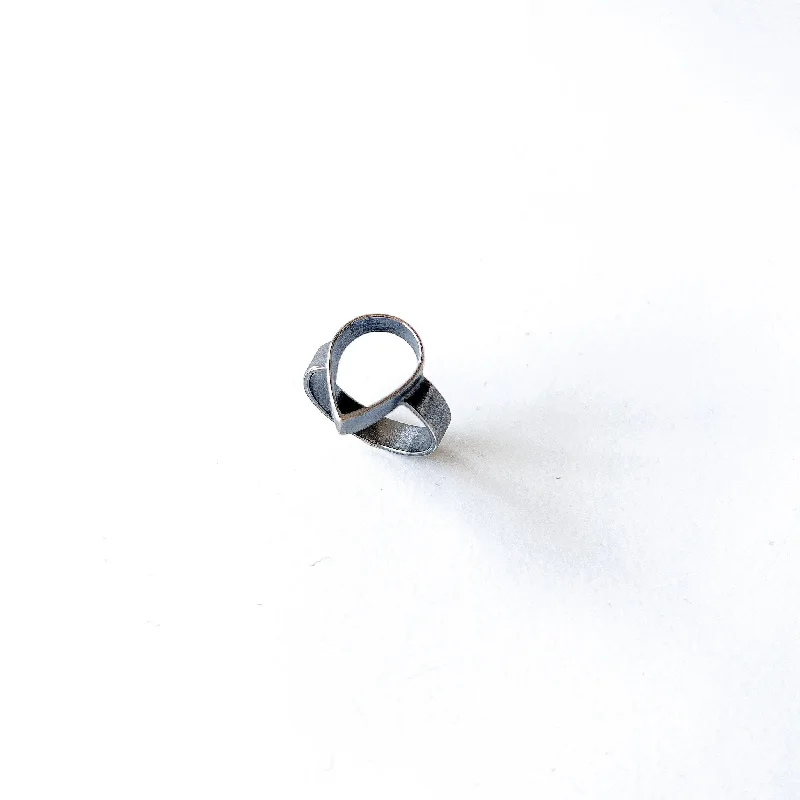 women modern wedding rings -SALE! Big Drop Ring in OX SS by Raquel Paiz