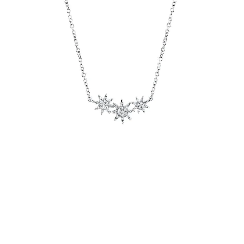 women minimalist necklaces -Shy Creation Triple Diamond Starbursts Necklace