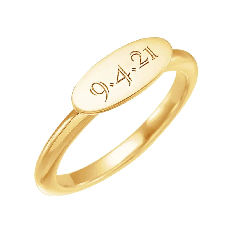 women gemstone rings -14K Yellow Gold 13x5.5 mm Oval Signet Ring