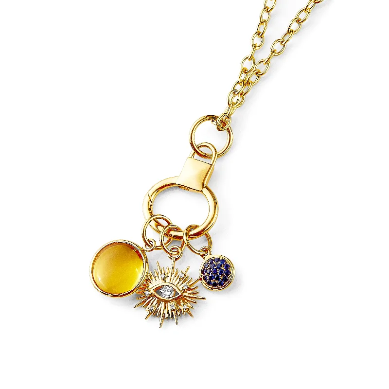 women diamond necklaces -Evil Eye Chakra Charm Necklace