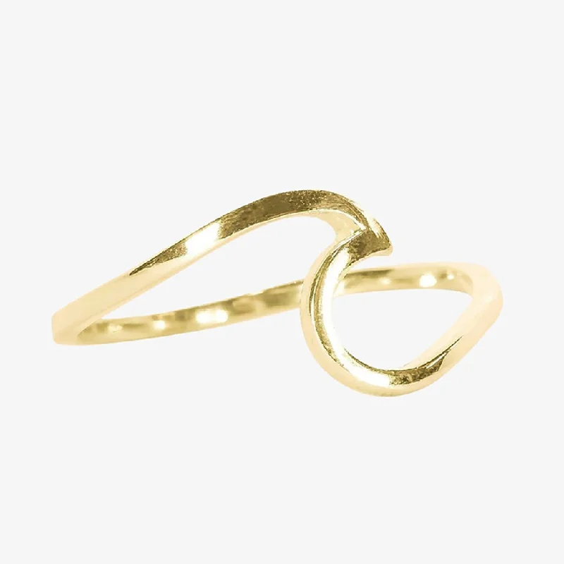 women anniversary diamond rings -Pura Vida : Wave Ring - Gold