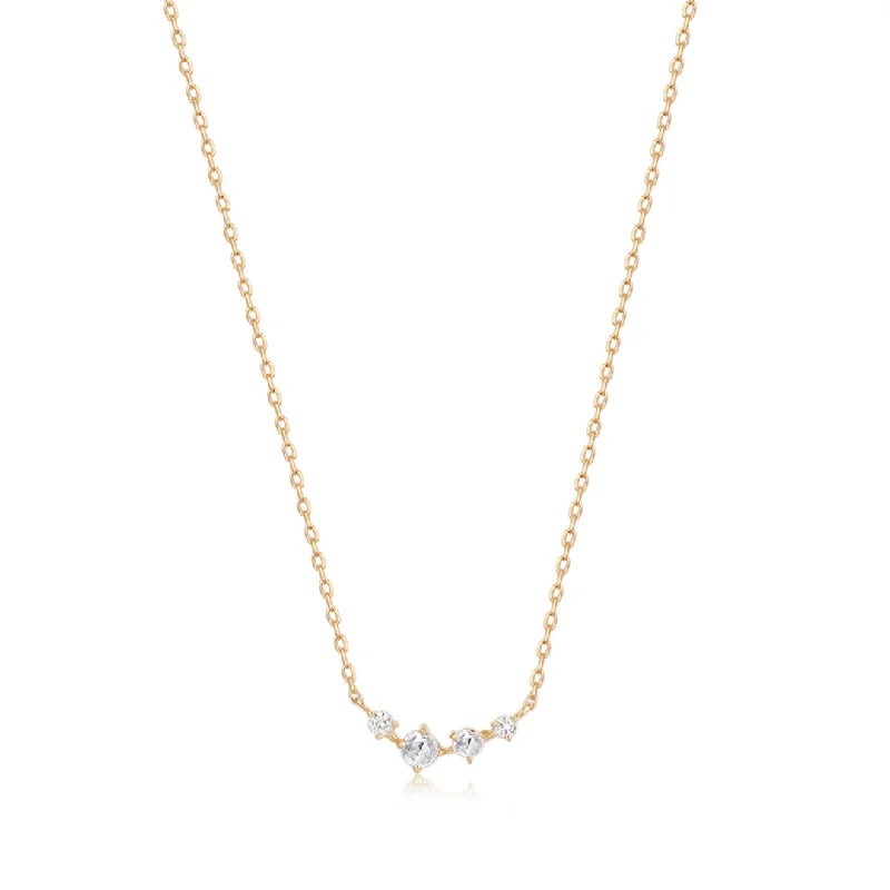 women trendy gold necklaces -AURELIE GI Jean Rose Cut White Sapphire Necklace