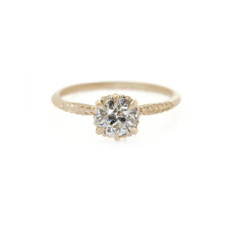 women stackable gemstone rings -Evergreen Solitaire Diamond and 18 KT Yellow Gold Ring By Megan Thorne