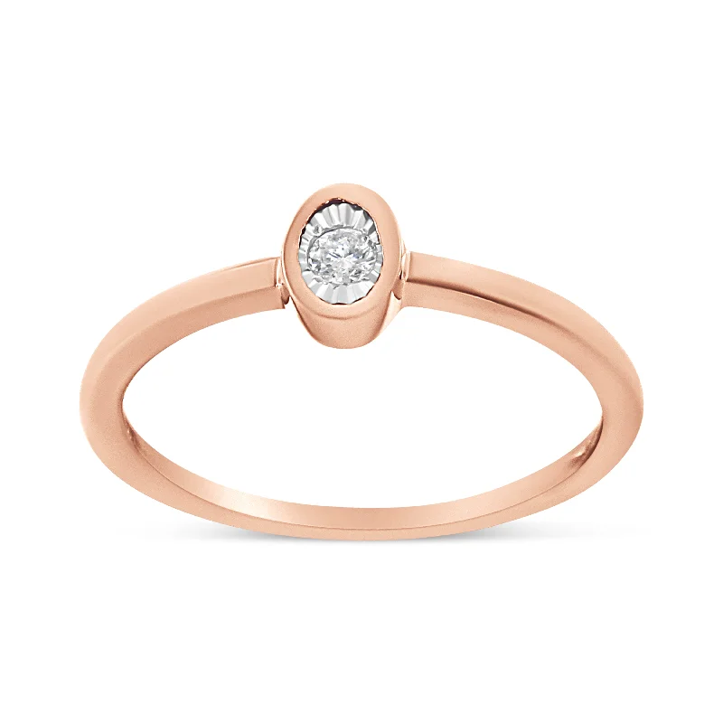 women birthstone rings for engagement -14K Rose Gold Plated .925 Sterling Silver 1/20 Cttw Miracle Set Diamond Ring