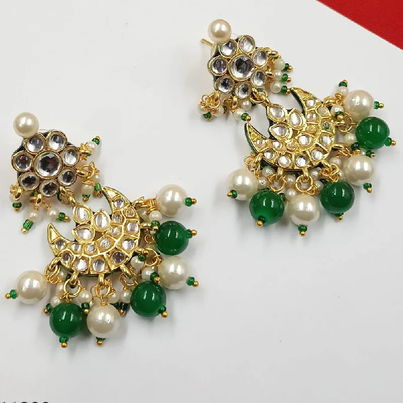 women leaf earrings -Padmawati Bangles Gold Plated Kundan Stone And Pearls Dangler Earrings