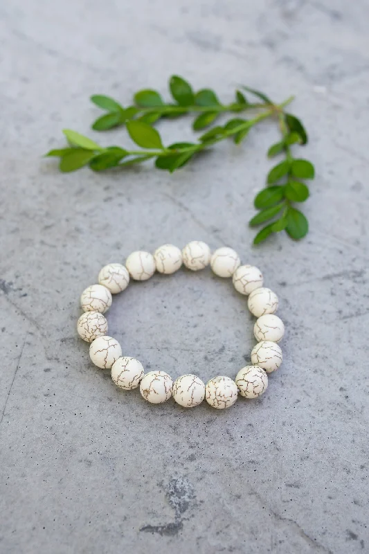 women jewelry bangles -Large Howlite Crackle Bracelet