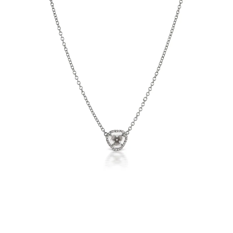 women flower necklaces -Tara Mikolay Raw Diamond Single Slice Pendant