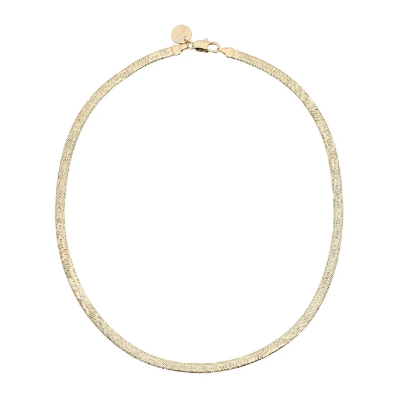 women chain necklaces -Eklexic Viper 5mm Herringbone Chain Necklace in Gold