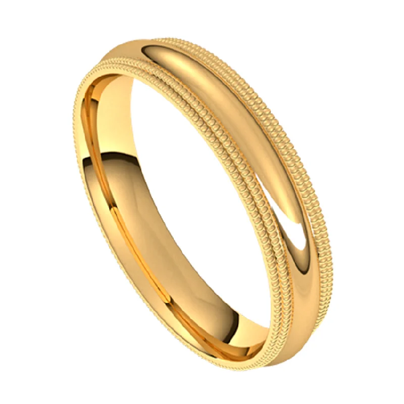 women engagement rings -14K Yellow Gold Double Milgrain Wedding Band