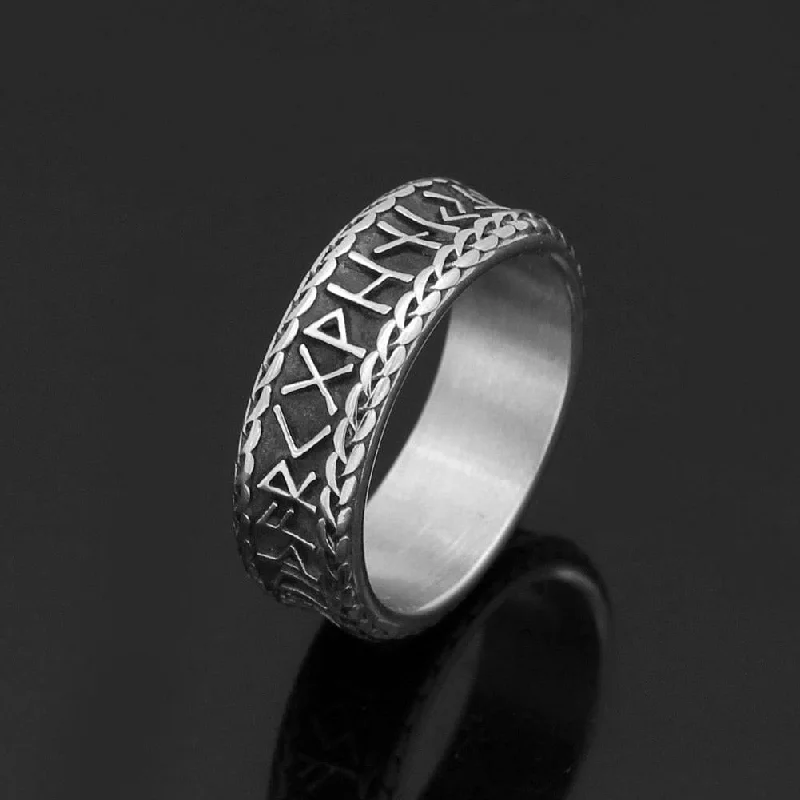 women luxury engagement rings -Viking Runic Band - Stainless Steel