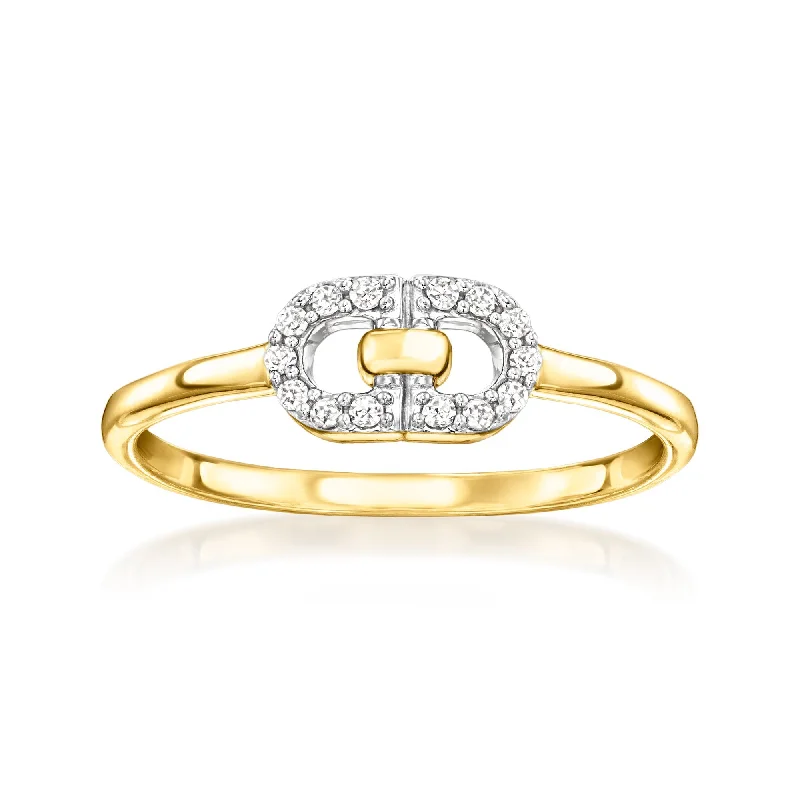 women unique engagement rings -RS Pure by Ross-Simons Diamond Paper Clip Link Ring in 14kt Yellow Gold