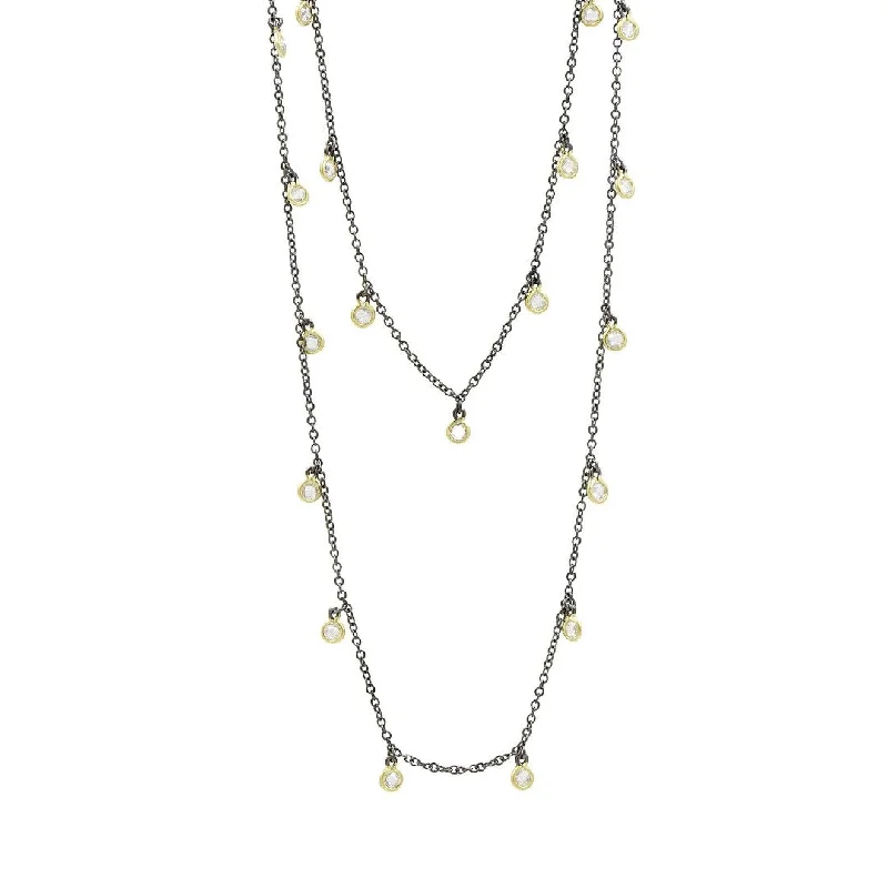 women minimalist gold necklaces -Freida Rothman Bezel Droplet Strand Necklace