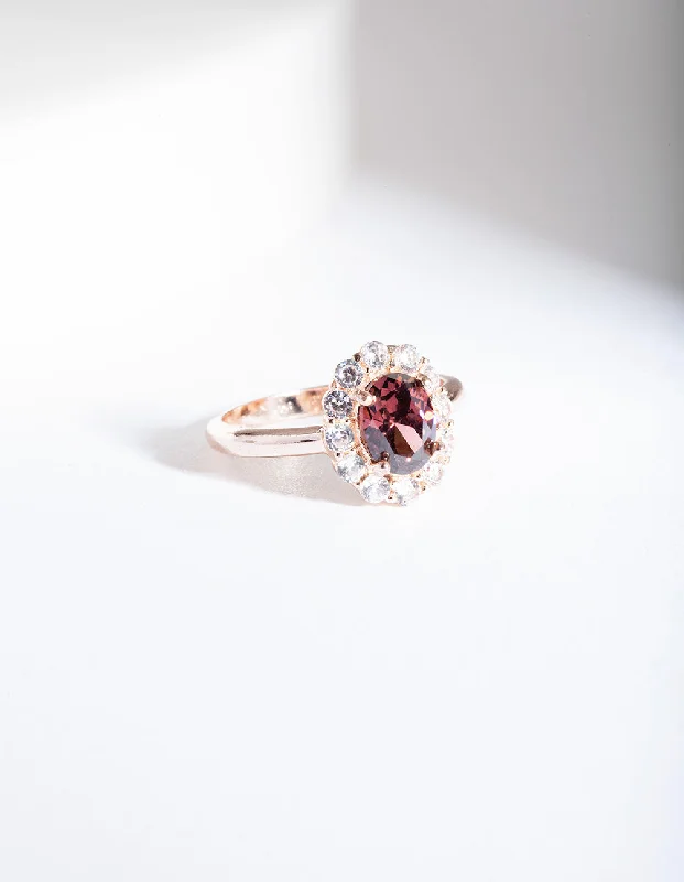 women engagement rings -Rose Gold Pink Stone Engagement Ring