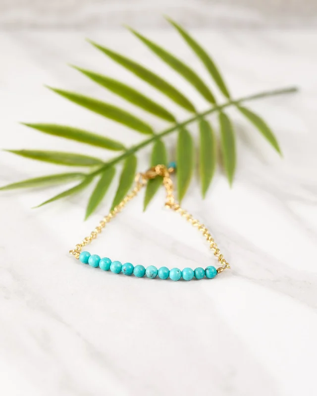 women birthstone bangles -Turquoise and Gold Station Bracelet