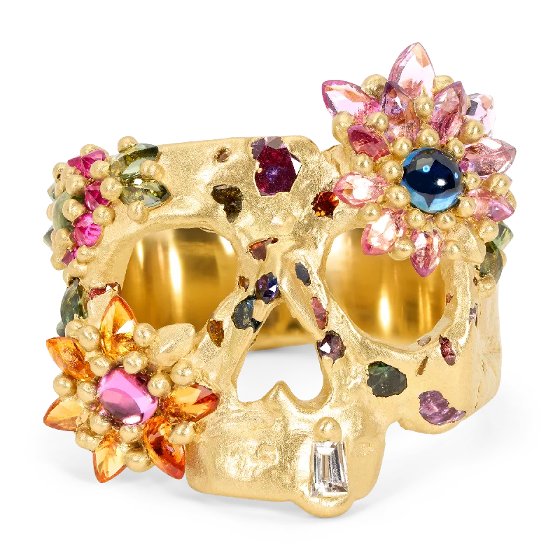 women gold rings -Blossom Crush Daisy Skull ClusterF@&$ Ring - Made to Order