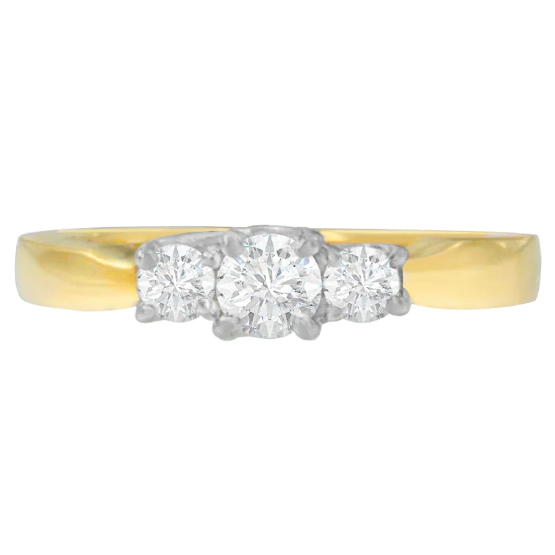 women engraved wedding bands -14K Two-Toned Gold 1/2 CTTW Round-cut Diamond Ring