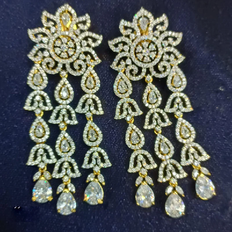 women ear cuff earrings -Jain Jewellers Gold Plated Ad Stone Dangler Earrings