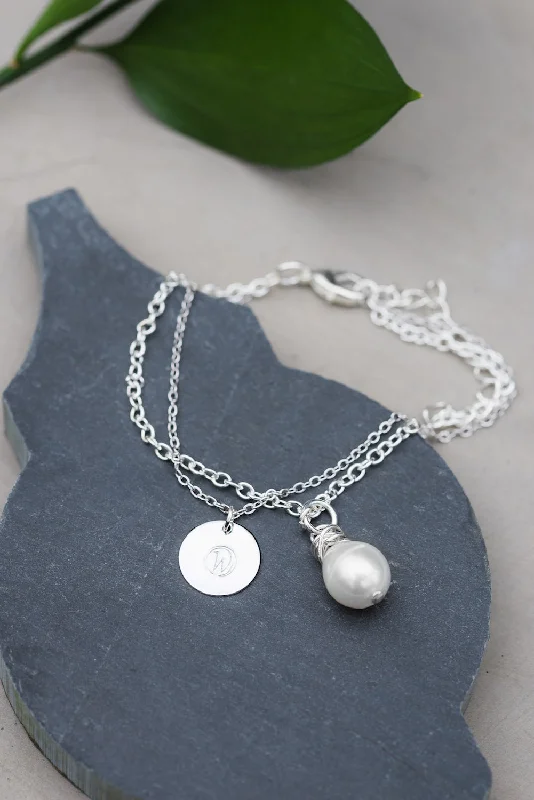 women anniversary bracelets -Pearl and WAR Charm Silver Bracelet