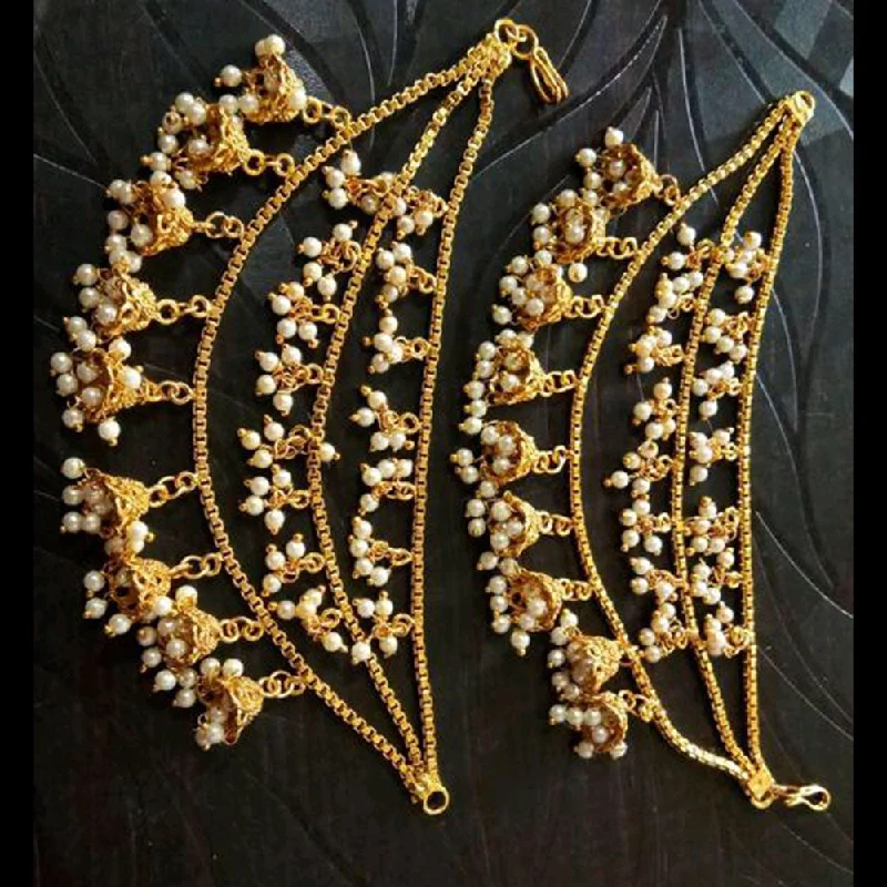 women cubic zirconia earrings -Anjali Jewellery Gold Plated Pearls Kanchain