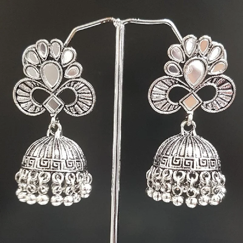 women stacked earrings -Shreeji Oxidised Plated Jhumki Earrings