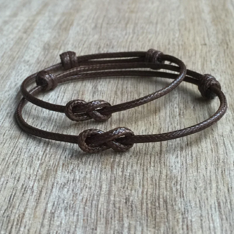 women beaded bracelets -Lovers Key Brown Waterproof Couples Bracelets