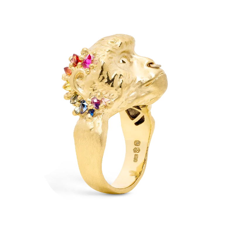 women cushion cut rings -Rainbow Gamma Monkey Ring - Size 5 - 11755