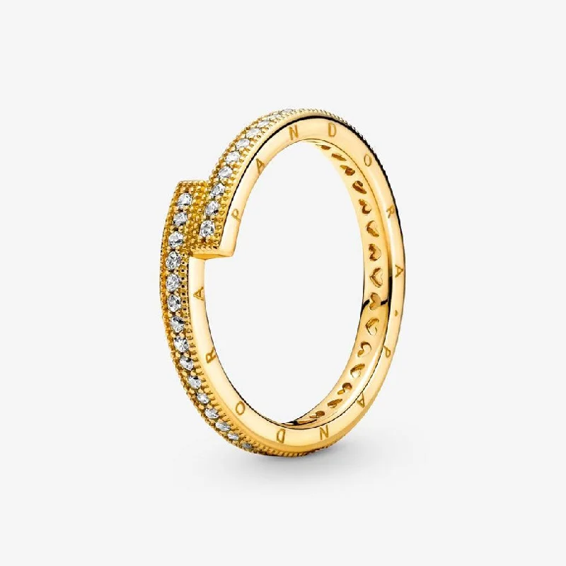 women designer rings -PANDORA : Sparkling Overlapping Ring