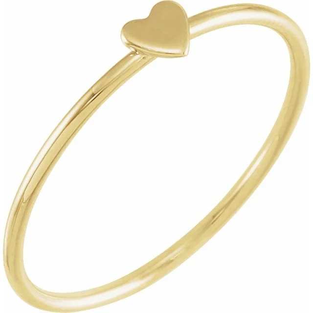 women gemstone rings -14K Yellow Gold Stackable Heart Ring