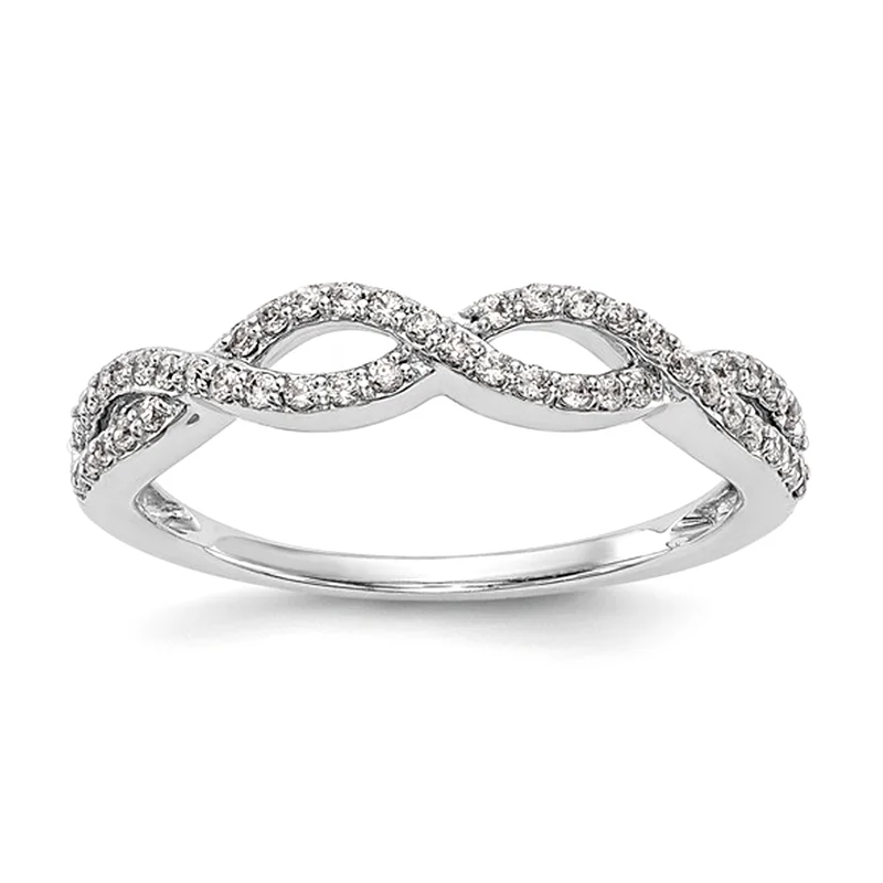 women minimalist rings -14K White Gold Lab-Grown Diamond Twisted Vine Ring