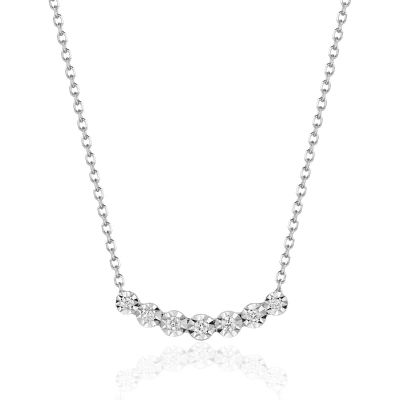 women star pendant necklaces -Small Diamond Curved Bar Necklace