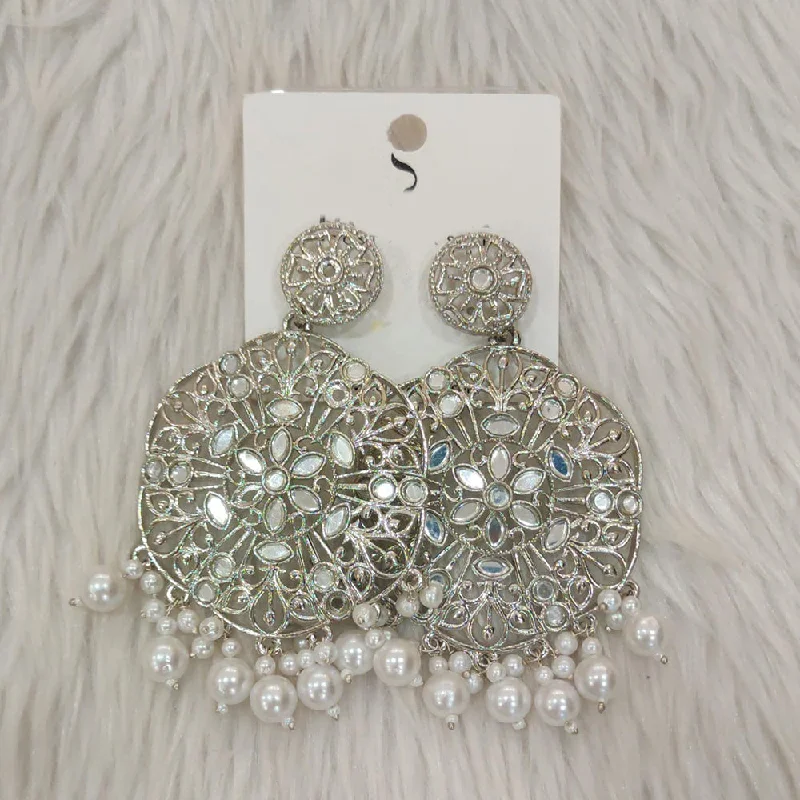 women luxury earrings -Dhwani Silver Plated Mirror Dangler Earrings