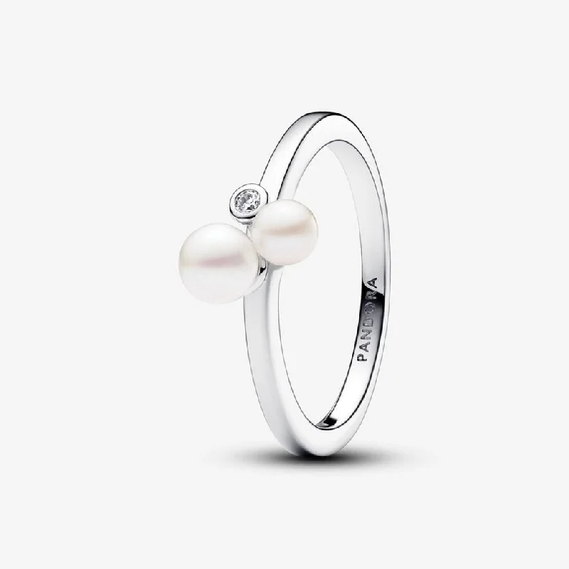 women black diamond rings -PANDORA : Duo Treated Freshwater Cultured Pearls Ring - Sterling Silver