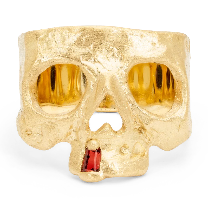 women luxury rings -Ruby Snaggletooth Skull Ring - Made to Order