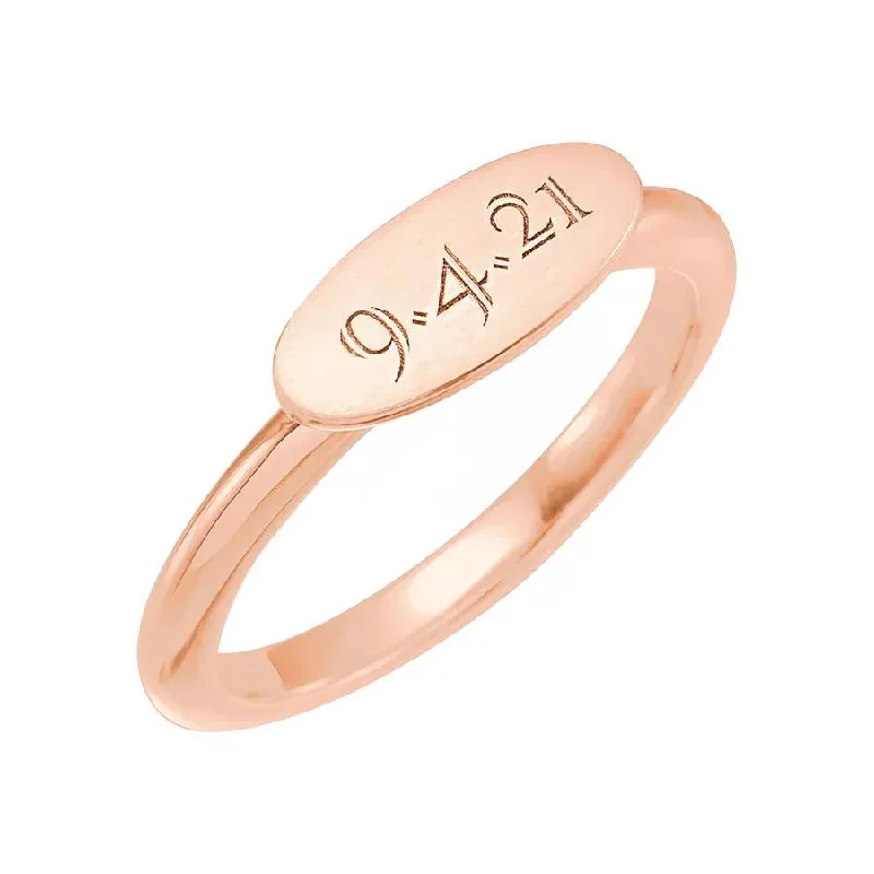 women eternity rings -14K Rose Gold 13x5.5 mm Oval Signet Ring